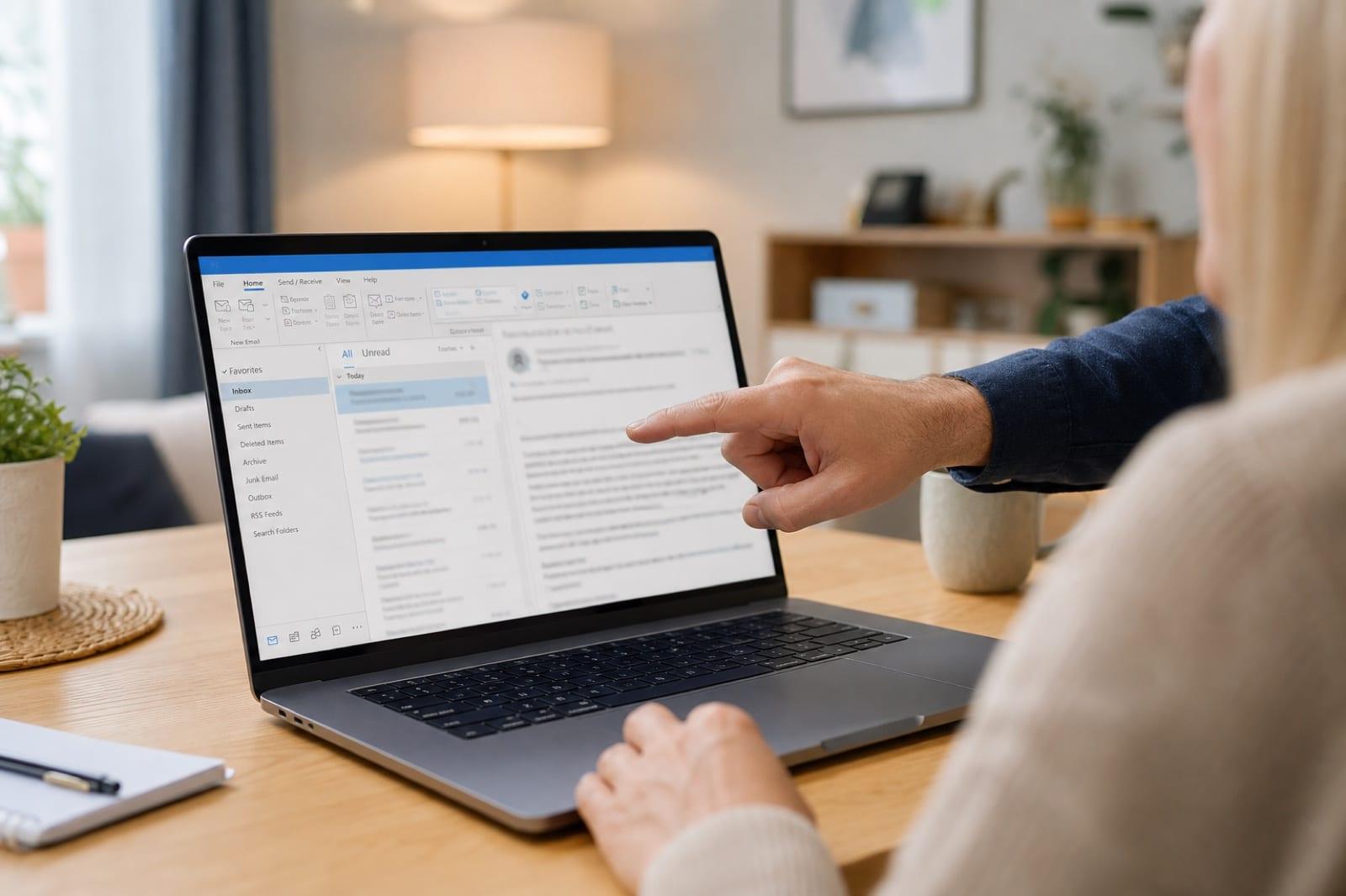 MR Support hjælper med mail, Outlook og e-mail opsætning hjemme hos kunden