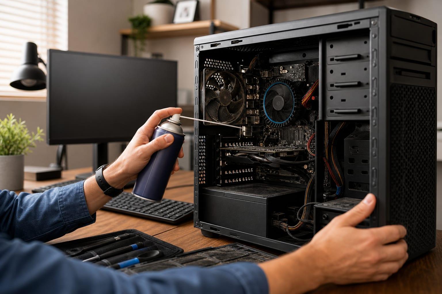 MR Support udfører PC rens og vedligehold af computer hjemme hos kunden